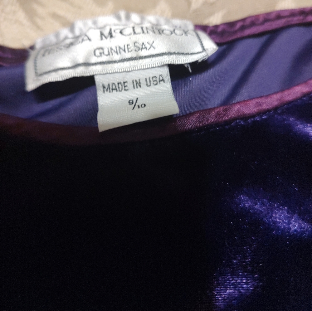 💜 Luxe Vtg 90's Jessica McClintock Gunne Sax Royal Purple Cocktail Dress - 9/10 - Picture 14 of 16
